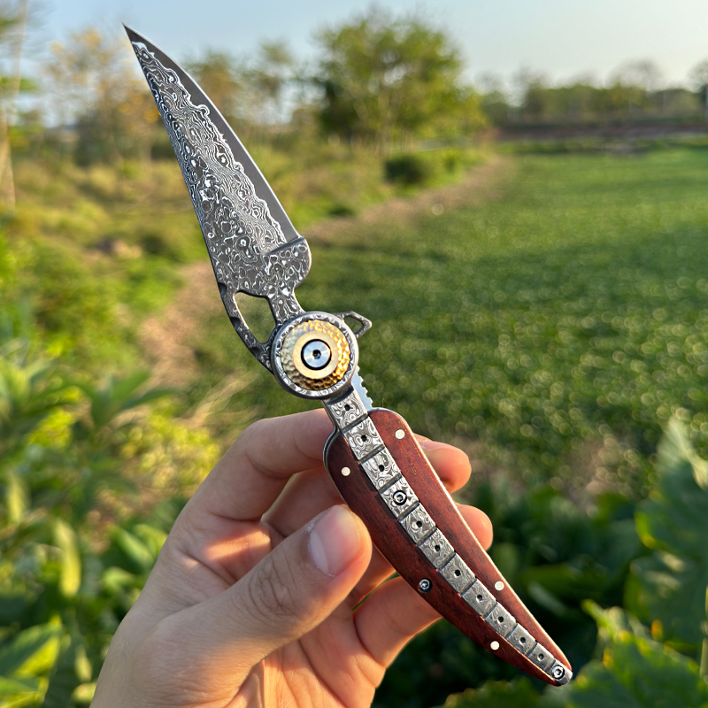 Pisau lipat baja Damascus VG10 - Everyday Carry (Edc) Knife ulasan dan harga